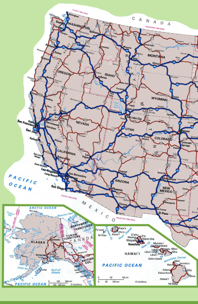 Road Map of Western United States