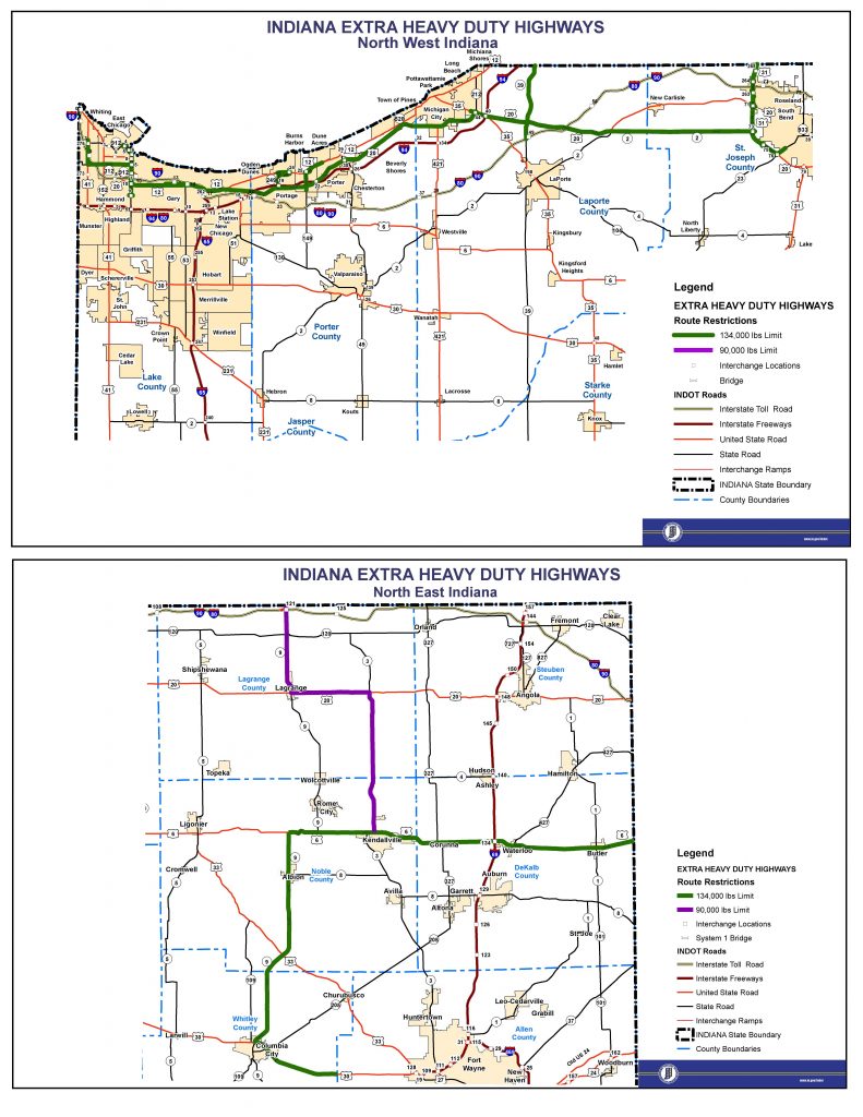 Indiana Extra Heavy Duty Route Map