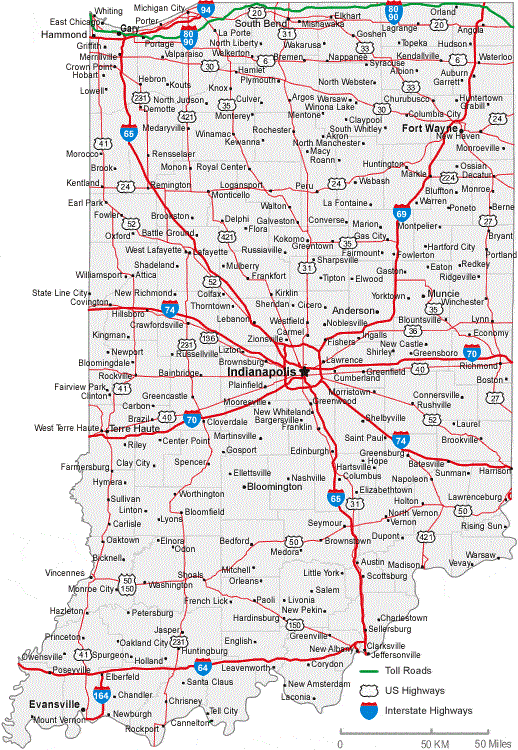 Indiana Road Map